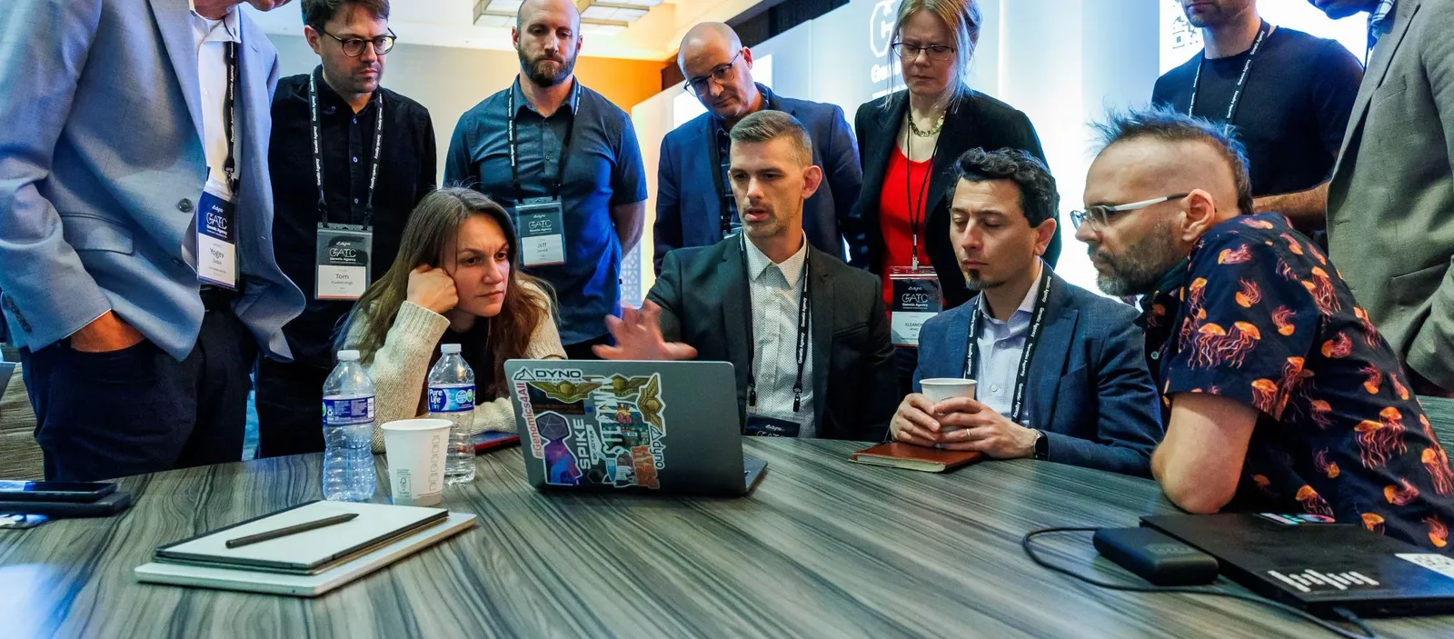David showing AI agents to gene therapy developers around a laptop